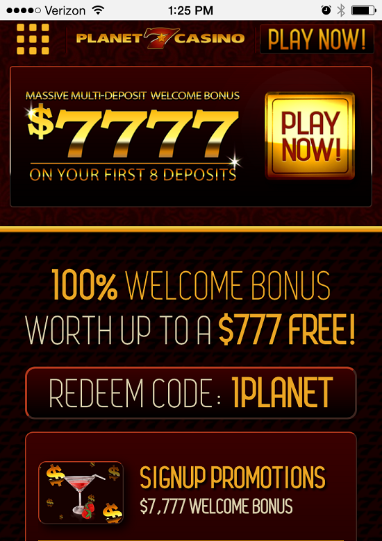 Planet 7 Casino Mobile Site