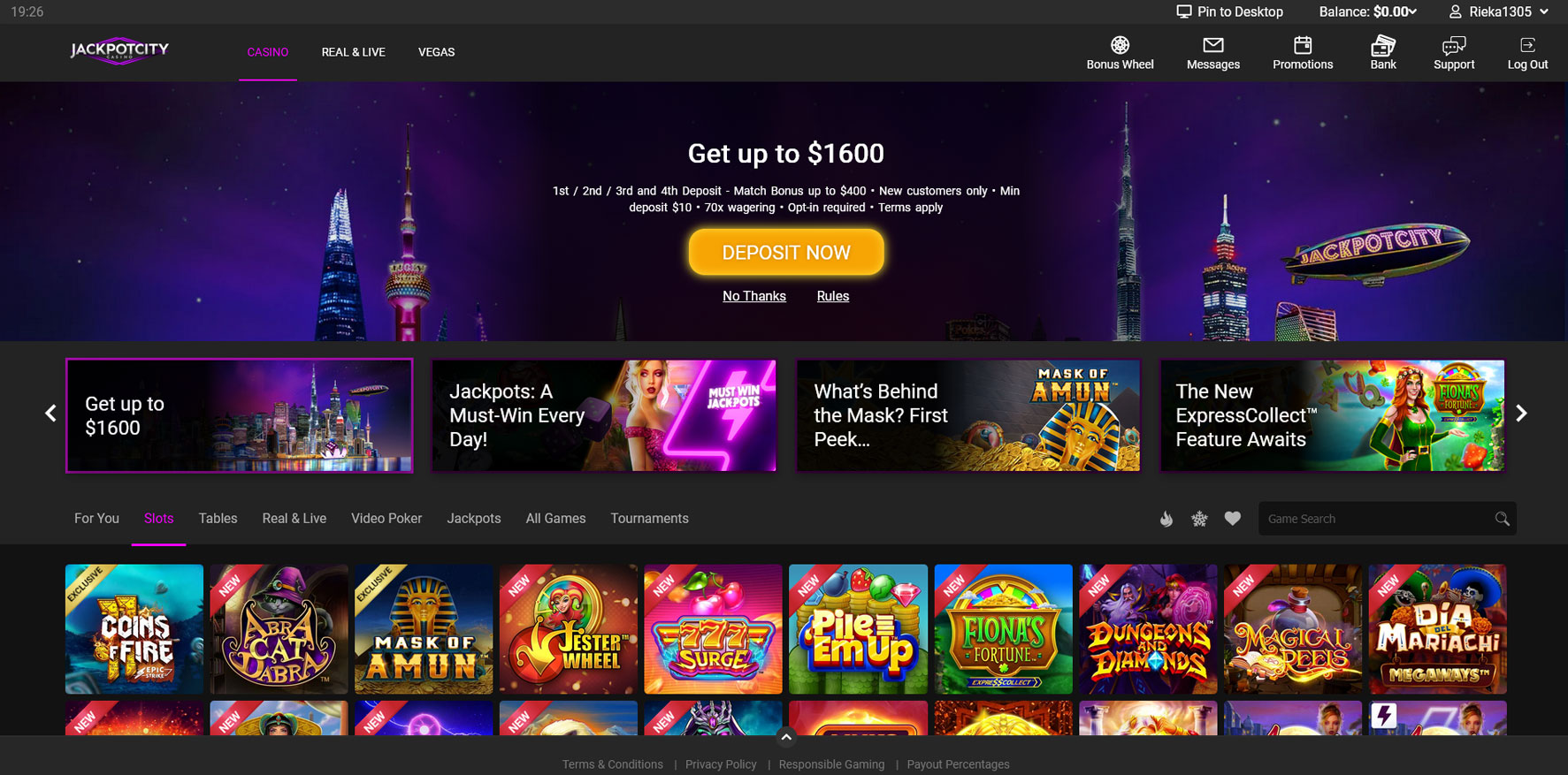 jackpot city casino games