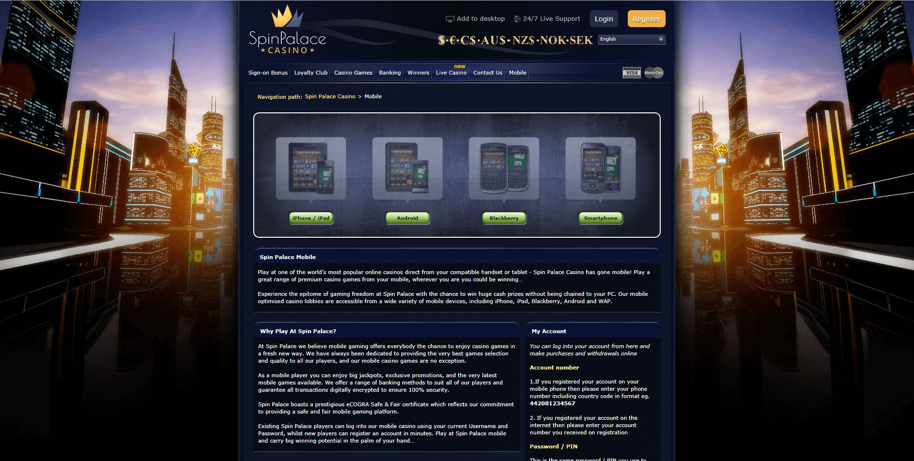 Spin Palace Casino Screenshot