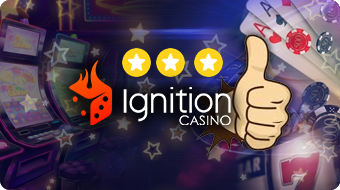 Casino Slot Machines, Poker Cards, Thumbs Up Over Ignition Casino Logo