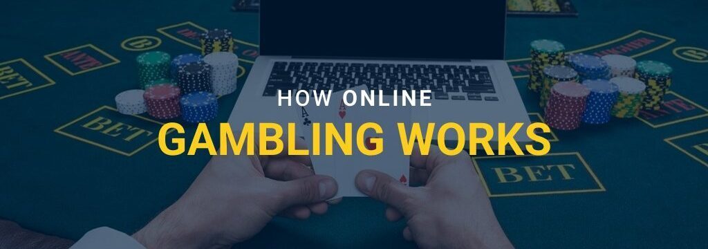 gambling at a laptop on casinon table