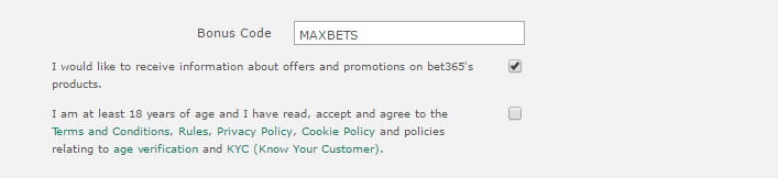 Bet365 Bonus Code Box