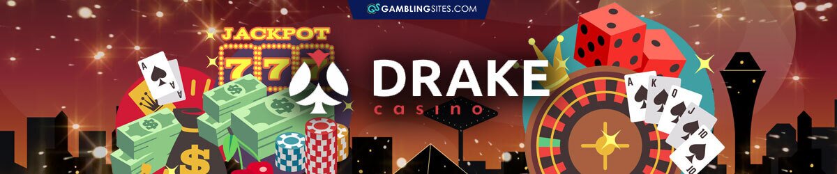 Slot Machine, Stacked Casino Chips, Drake Casino Logo