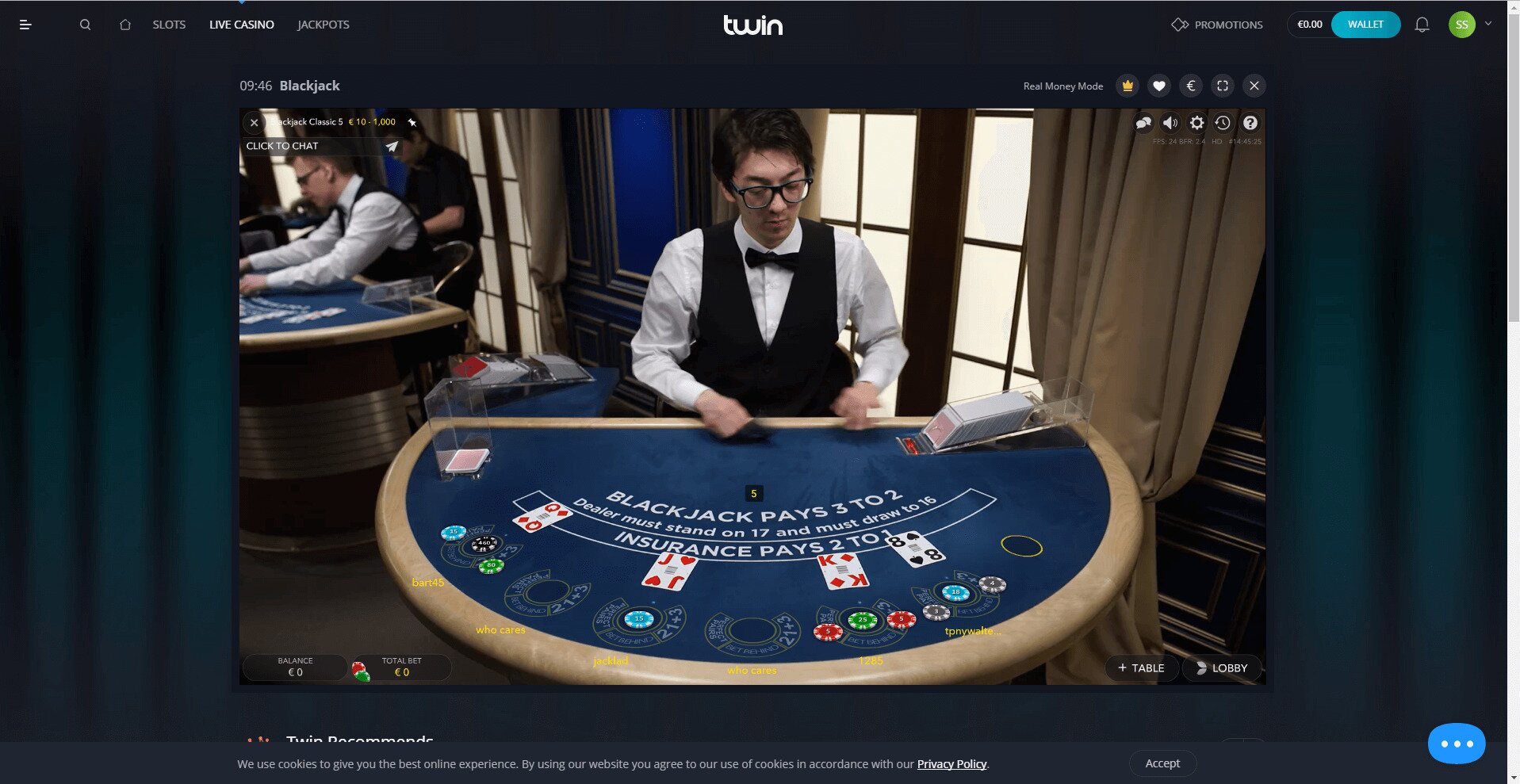 twin casino free spins