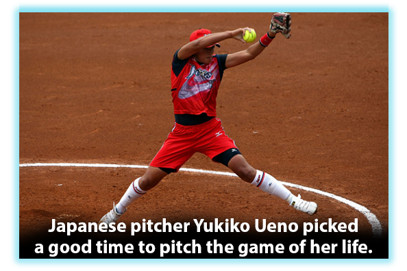 Yukiko Ueno Pitching at the 2008 Olympic Softball Finals in Beijing