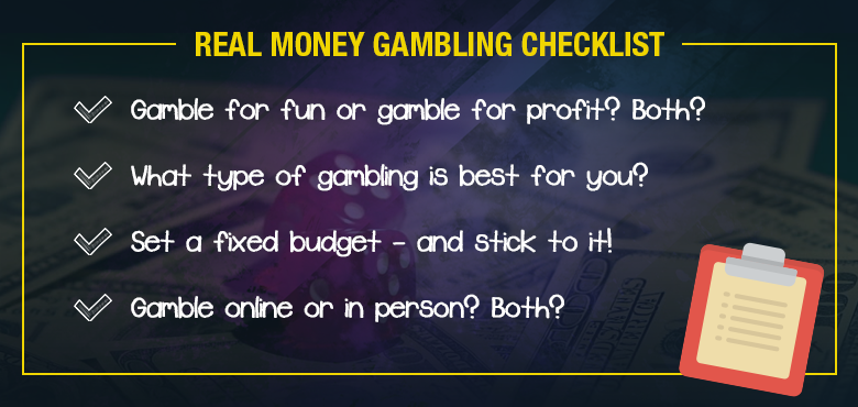 Real money gambling checklist