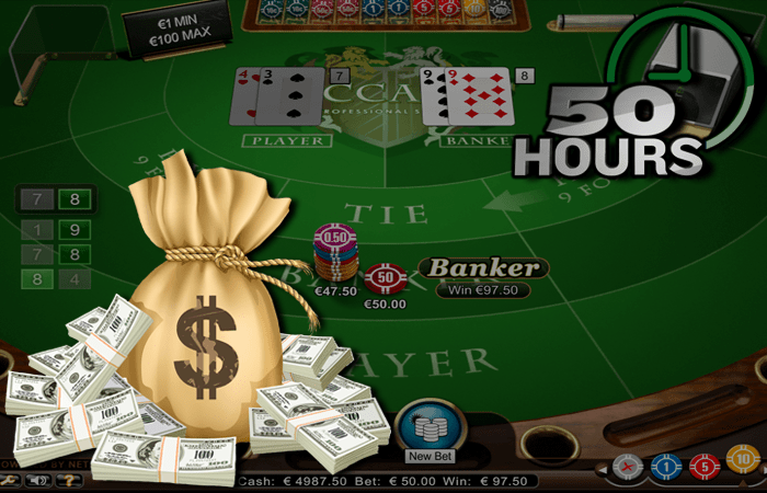Baccarat Table Money Bag and 50 Hours with Clock