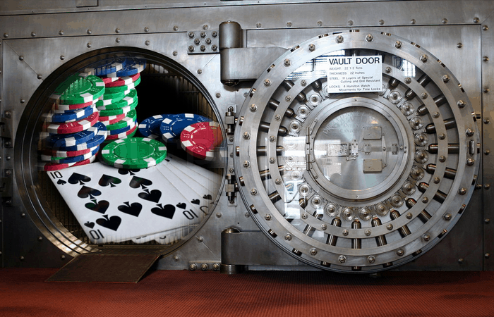 Bank Vault Poker Chips and Playing Cards