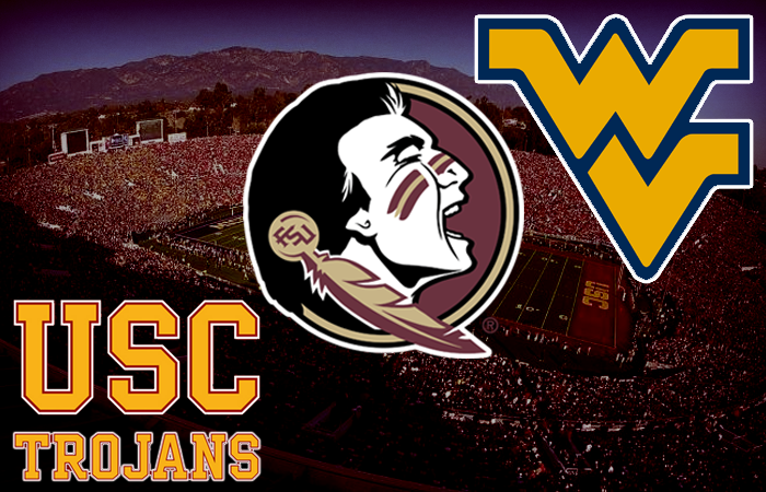 College Football Field and College Football Logos