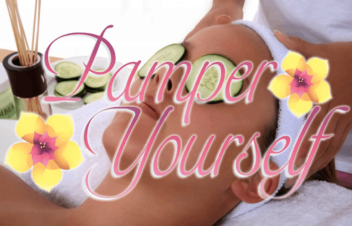 Pamper Yourself Sign and Relaxed Woman