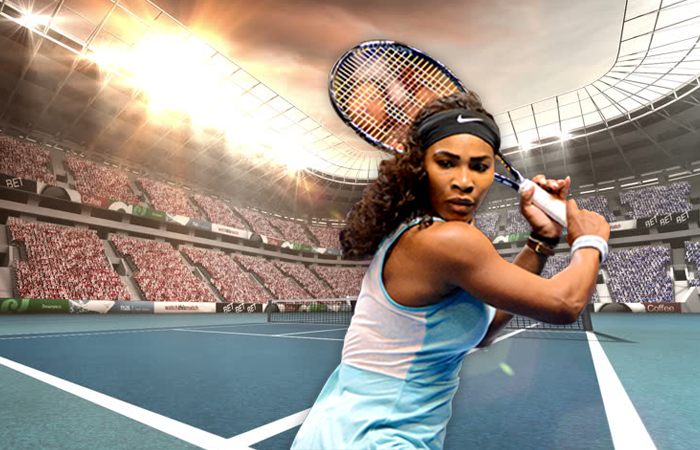 Serena Williams with a Tennis Racket in Her Hands
