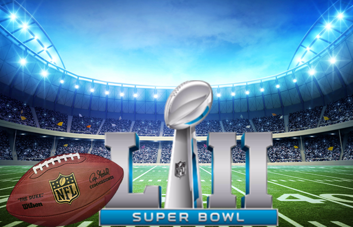 Super Bowl 52 Logo with Football