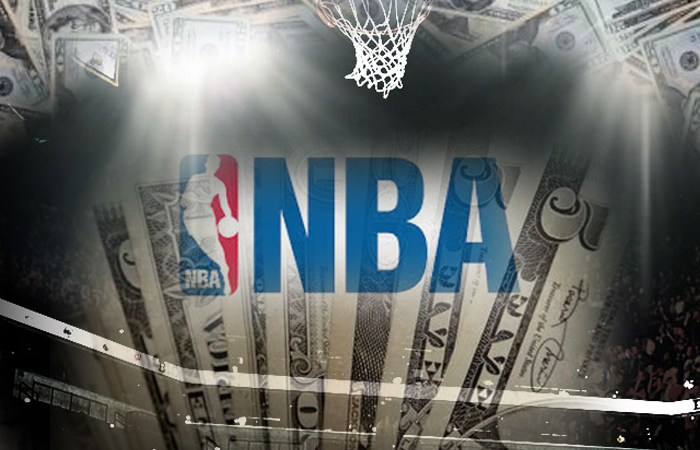 Money and NBA Logo and Basketball Background