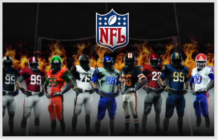 Various Different NFL Players With Fire Background