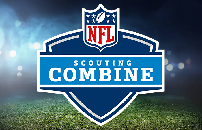 NFL Scouting Combine Logo|Baker Mayfield Surrounded by Cameras|Lamar Jackson Throwing the Football|Ronald Jones Running With the Football|James Washington Celebrating in the End Zone|Arden Key Getting Ready for a Play