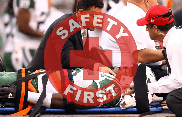 Safety First Sign and NFL Player Hurt