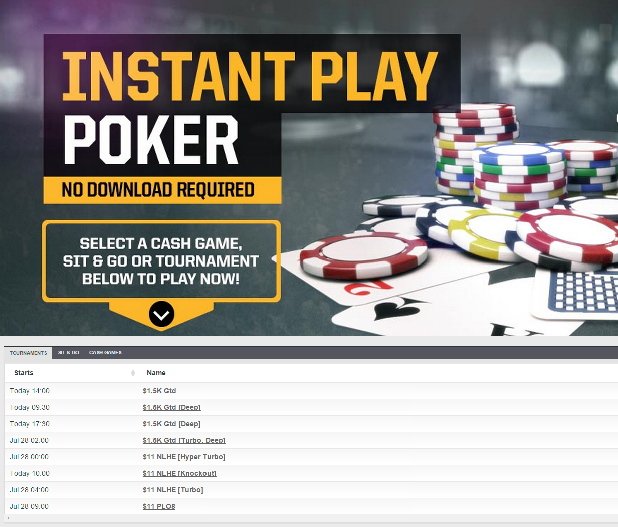 Sportsbook.ag Live Poker Games Screenshot