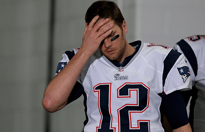 Tom Brady with Hand to Forehead NFL Image