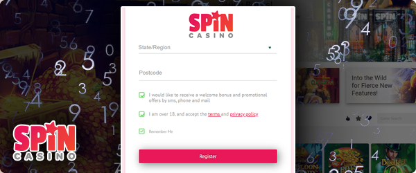 Registering on Spin Casino