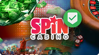 Spin Casino Logo With Green Shield Check Mark