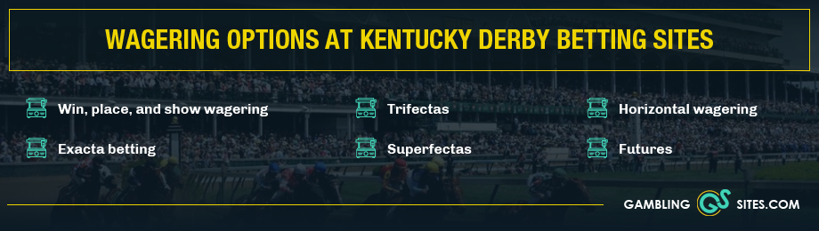 The main wagering options available at Kentucky Derby betting sites