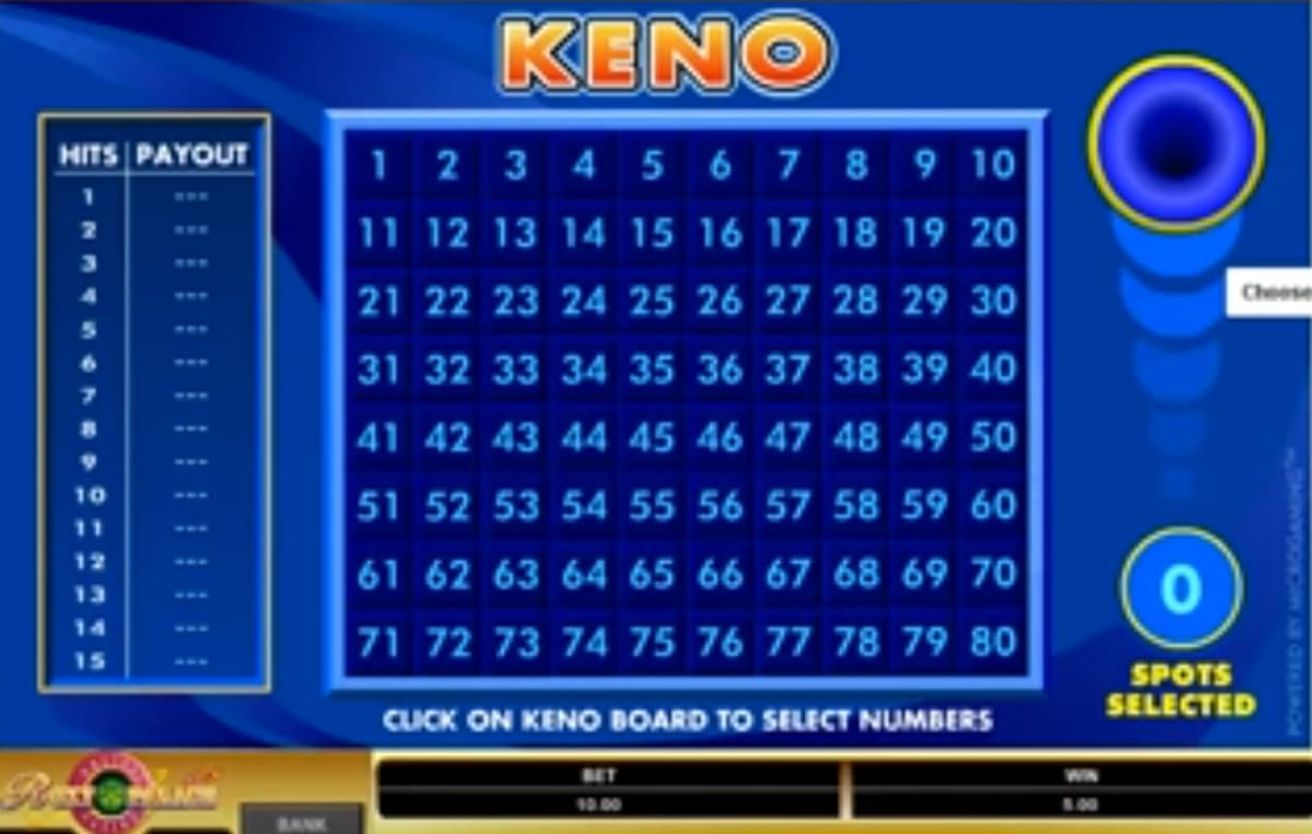 Winning at Online Keno