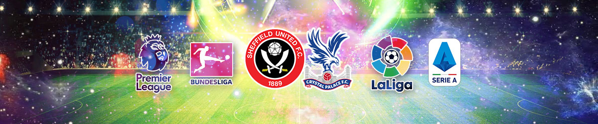 Premier League, Bundesliga, Sheffield United, Crystal Palace, Laliga and Serie A Logos