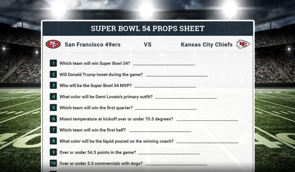 printable prop bets super bowl 2022