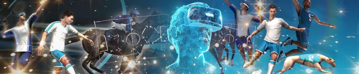 Virtual Soccer and Tennis Characters With an Image of VR Headset