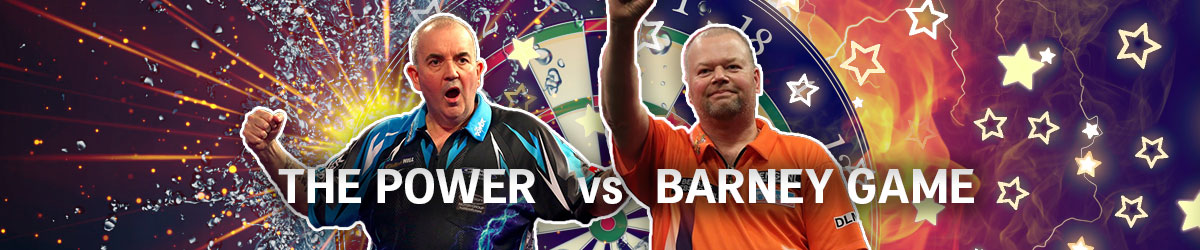 Phil Taylor and Raymond van Barneveld Power vs. Barney Charity Match