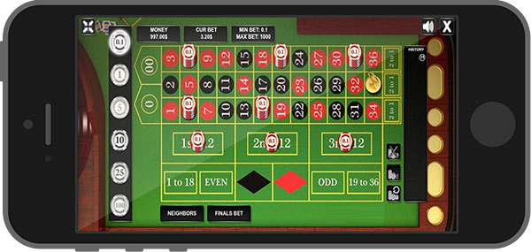 screenshot from a mobile online casino