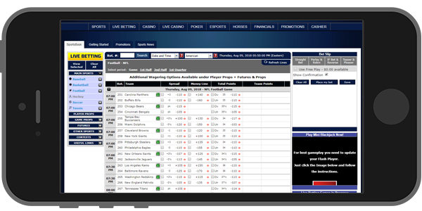 Mobile sportsbook at SportsBetting.ag