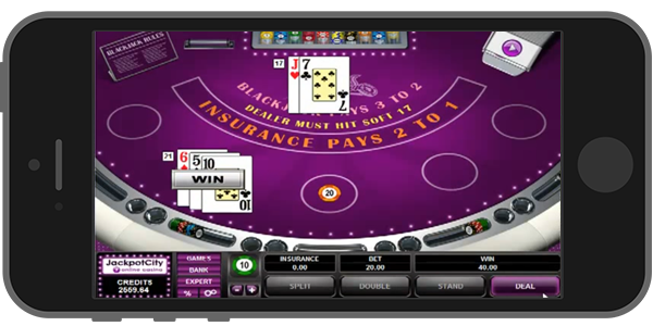Blackjack on the Jackpot City Casino app