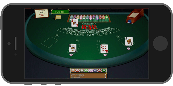 Real money online Casino War on a mobile device