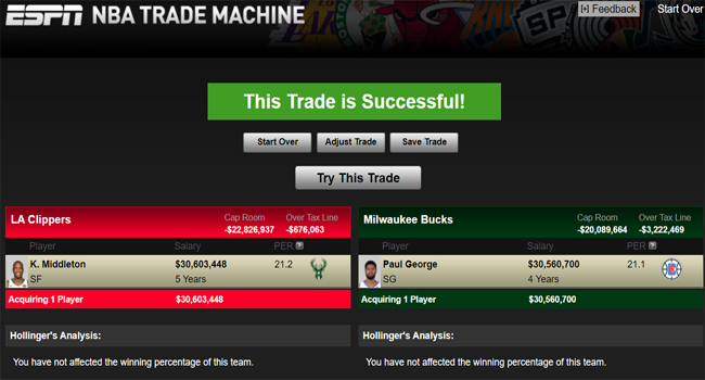 2020 Paul George Trade Bucks
