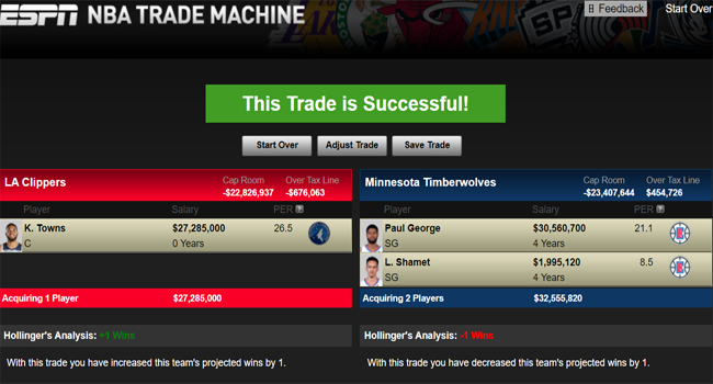 2020 Paul George Trade Timberwolves