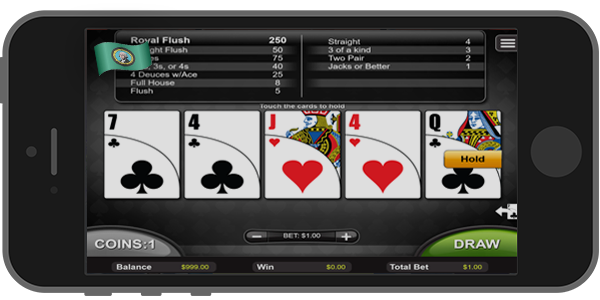 A Washington online casino on a mobile device