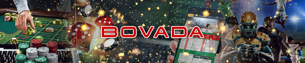 Bovada Logo with Gambling Images in the Background