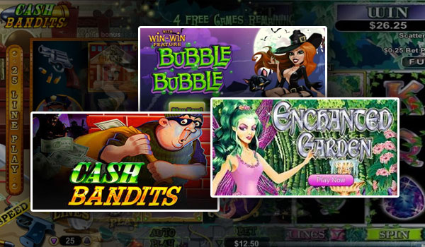 RTG slots such as Cash Bandits, Bubble Bubble, and Enchanted Garden are all Real Series games that offer random jackpots.
