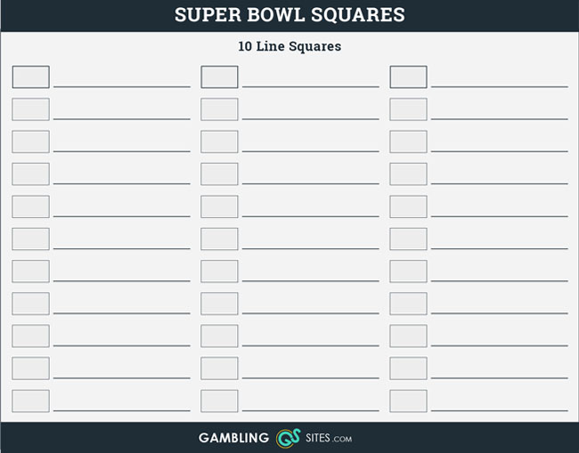 Free Printable Super Bowl Squares Template - 10 Lines