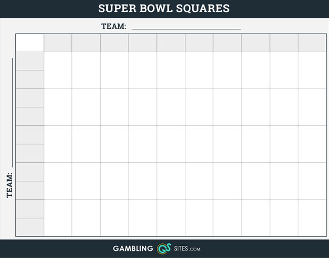 Free Printable Super Bowl Squares - Template 50 Squares