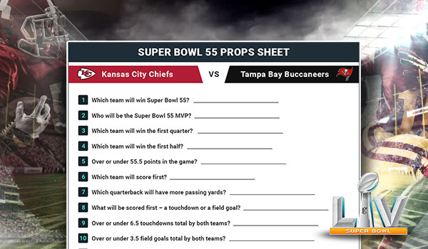 Free Printable Super Bowl 55 Prop Bets Sheets