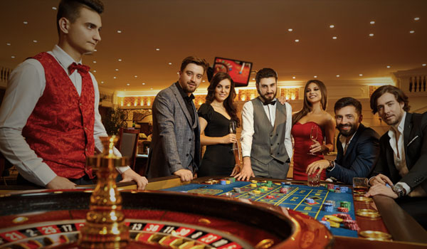 A group of people in a casino