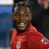 Ayo Akinola playing for Toronto FC