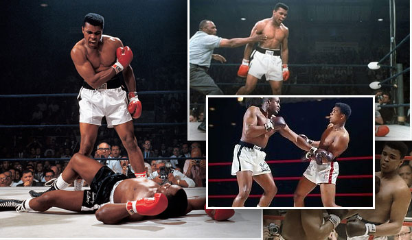 Muhammad Ali standing over Sonny Liston