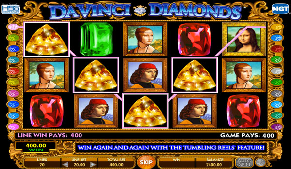 DaVinci Diamonds slots game from IGT