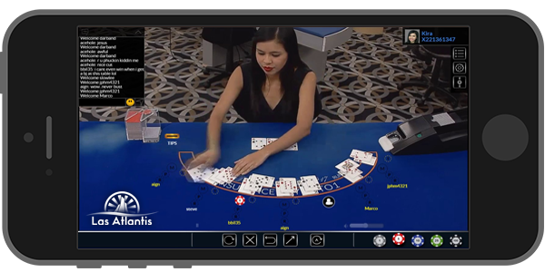 Live casino games on the Las Atlantis Casino app
