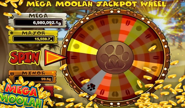 The Mega Moolah jackpot wheel.