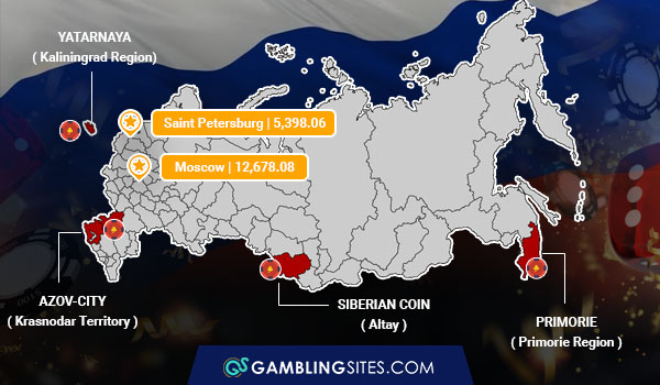 The four casino zones in Russia.
