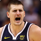 Nikola Jokic playing for the Nuggets